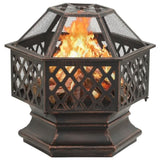 ZNTS Rustic Fire Pit with Poker 62x54x56 cm XXL Steel 311887