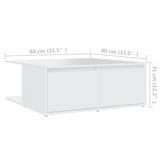 Coffee Table White 80x80x31 cm Engineered Wood 806876