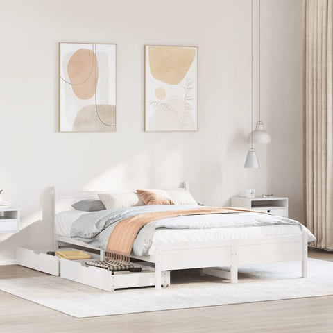 Bed Frame without Mattress White 140x200 cm Solid Wood Pine 3309771