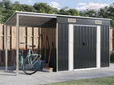 Garden Shed with Extended Roof Anthracite 277x107x181 cm Steel 364526