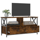TV Cabinet Smoked Oak 90x33x45 cm Engineered Wood&Iron 831795