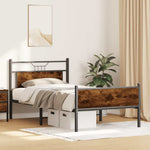 Bed Frame without Mattress Smoked Oak 100x190 cm Engineered Wood 4106920