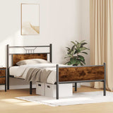 Bed Frame without Mattress Smoked Oak 107x203 cm Engineered Wood 4106922