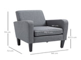 Modern Accent Chair, Occasional Chair with Rubber Wood Legs for Living Room, Bedroom, Grey T3398P328179