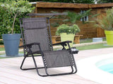 Foldable Reclining Garden Chair with Headrest, Zero Gravity Deck Sun Lounger Seat Chair with T3398P314140