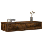 ZNTS Wall Shelf with Drawers Smoked Oak 100x37.5x19 cm Engineered Wood 859963