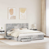 Bed Frame Concrete Grey 200 x 200 cm Engineered Wood 3411940