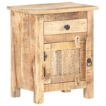 ZNTS Bedside Cabinet 40x30x50 cm Rough Mango Wood 320234