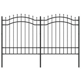 Garden Fence with Spear Top Black 239x125 cm Powder-coated Steel 151081