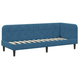 Corner Bed Frame with Headboard Blue 80 x 200 cm Velvet 42016585