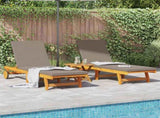 Sun Lounger Reclining 2-person 3 pcs Brown Solid Acacia Wood 3325209
