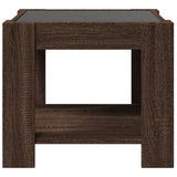 Coffee Table with LED Brown Oak 53x53x45 cm Engineered Wood 847545