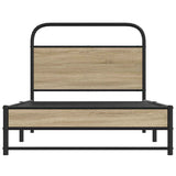 Bed Frame Without Mattress 100x190 cm Smoked Oak Engineered Wood 4100368