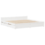ZNTS Bed Frame without Mattress White 140x190 cm Solid Wood Pine 3301681