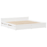 ZNTS Bed Frame without Mattress White 140x190 cm Solid Wood Pine 3301681