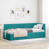 Corner Bed Frame with Headboard Turquoise 80 cm x 200 cm Velvet 42016376