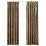 Blackout Curtains 2 pcs with Hooks Velvet Beige 140x225 cm 134509
