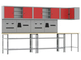 Work Cabinet Set with Shelf with Storage 10 pcs Red and Grey 3321517