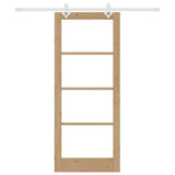 Sliding Door Natural 83 x 202 cm Solid Pine Wood and Glass 3332221