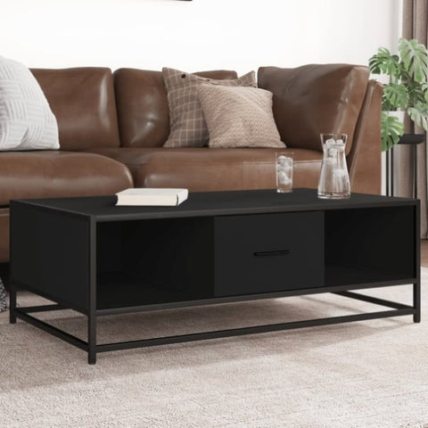 ZNTS Coffee Table Black 100x57x35 cm Engineered Wood and Metal 848759