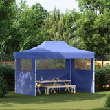 Professional Folding Party Tent with 3 Sidewalls 3x4 m Steel Blue 48890