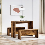3 Piece Dining Table and Bench set Old Wood Engineered Wood 855538
