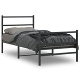 Metal Bed Frame without Mattress with Footboard Black 90x190cm 355375