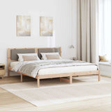 Bed Frame with Headboard Taupe 200 x 200 cm Solid Pine Wood 3394231