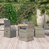 5 Piece Garden Dining Set Grey Poly Rattan&Solid Wood Acacia 3157628