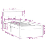 Bed Frame without Mattress Black Solid Wood 90x200 cm 810136