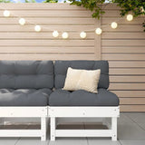 Garden Middle Sofa White Solid Wood Pine 825374
