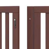 Dog Gate with Door Foldable 12 Panels Brown 960 cm Poplar Wood 3155692
