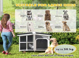 Wooden Dog Kennel with Removable Floor, Asphalt and Openable Roof, Giant Window for Large Dogs, T3398P376389