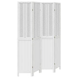 Room Divider 4 Panels White Solid Wood Paulownia 358723