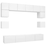 8 Piece TV Cabinet Set White Engineered Wood 3078692