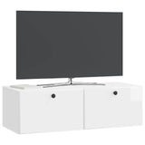 Wall-Mounted TV Cabinet 98 x 41 x 30 cm High Gloss White 899209