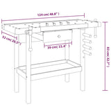 Workbench with Drawer and Vices 124x52x83 cm Solid Wood Acacia 153320