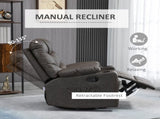 Manual Reclining Chair, Recliner Armchair with Faux Leather, Footrest, Cup Holders, 86x93x102cm, T3398P343138