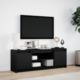 TV Cabinet with LED Black 139.5x34x50 cm Engineered Wood 852195