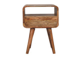 Solid Wood Mini Oak-ish Curve Open Bedside, 1 Drawer and Open Slot B2743P402936