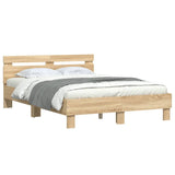 Bed Frame Sonoma oak Engineered wood Double Bed Frame 3207555