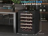 41 Bottle Wine Fridge, 91 Litre Capacity, 45cm Freestanding Wine Cooler Fridge with Glass Door, LED T3398P328365