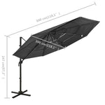 4-Tier Garden Parasol with Aluminium Pole Anthracite 3x3 m 313830