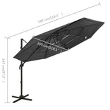 4-Tier Garden Parasol with Aluminium Pole Anthracite 3x3 m 313830