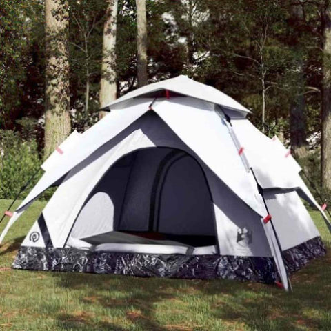 Camping Tent Dome 4-Person White Blackout Fabric Quick Release 4004184