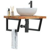 Basin Shelf Wall Mounted Steel and Solid Wood Acacia 3302887