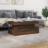 ZNTS Coffee Table with LED Lights Brown Oak 90x50x40 cm 839853