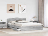 Bed Frame with Drawer Grey Sonoma 140 x 200 cm Engineer Wood 3413003