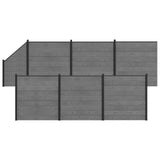 Fence Set 1138 x 186 cm WPC and Aluminium Grey 3429407