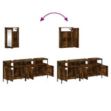 3 Piece Bathroom Furniture Set Smoked Oak Engineered Wood 3214787